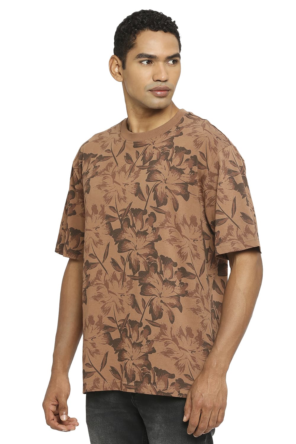 BASICS RELAXED FIT PRINTED CREW T-SHIRT