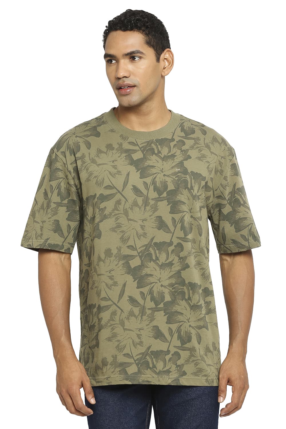 BASICS RELAXED FIT PRINTED CREW T-SHIRT