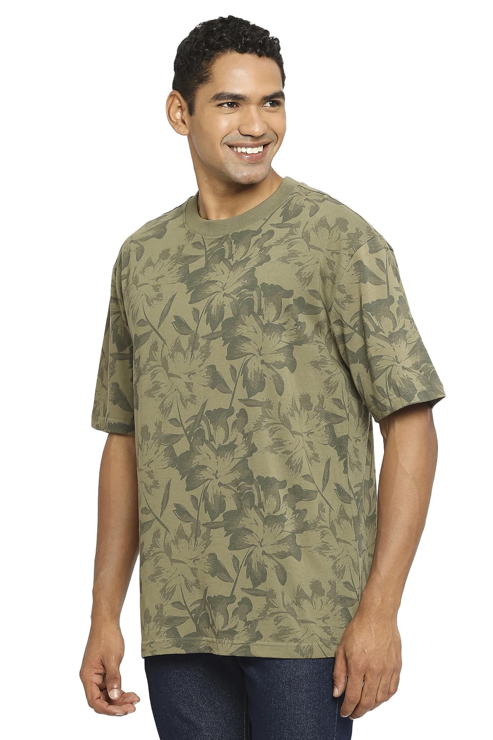 BASICS RELAXED FIT PRINTED CREW T-SHIRT