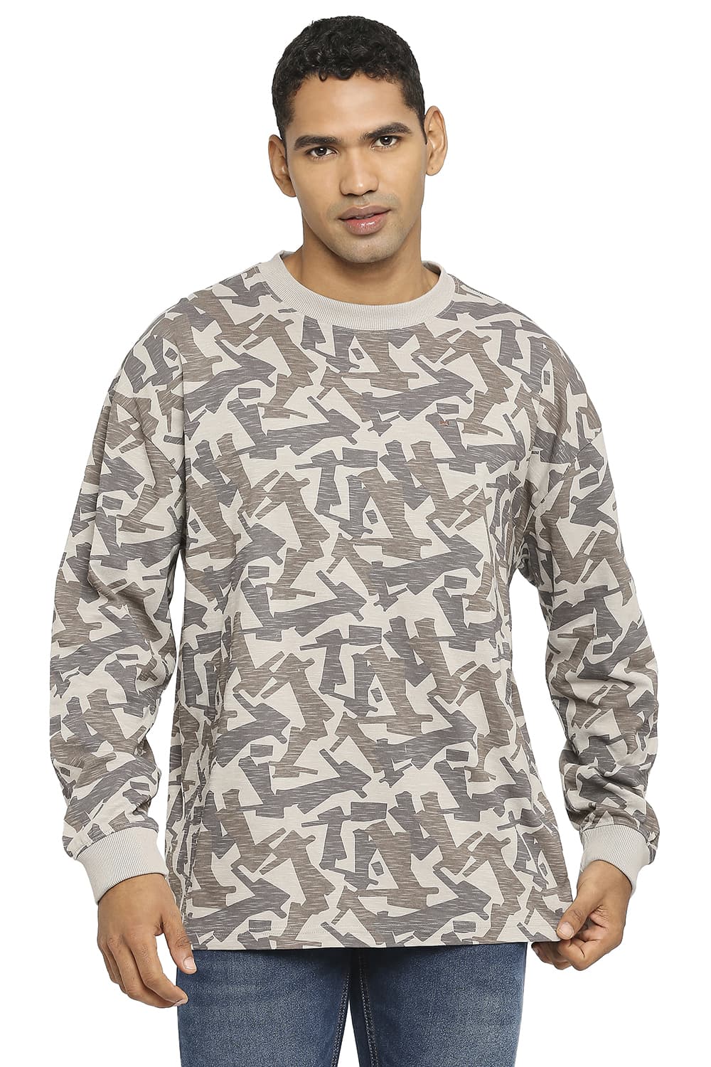 BASICS RELAXED FIT PRINTED CREW T-SHIRT