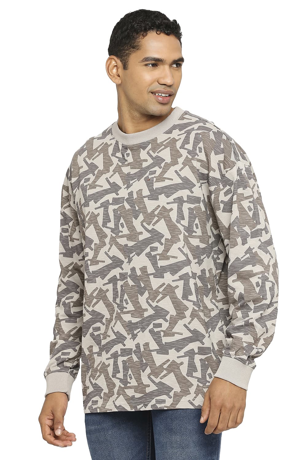 BASICS RELAXED FIT PRINTED CREW T-SHIRT