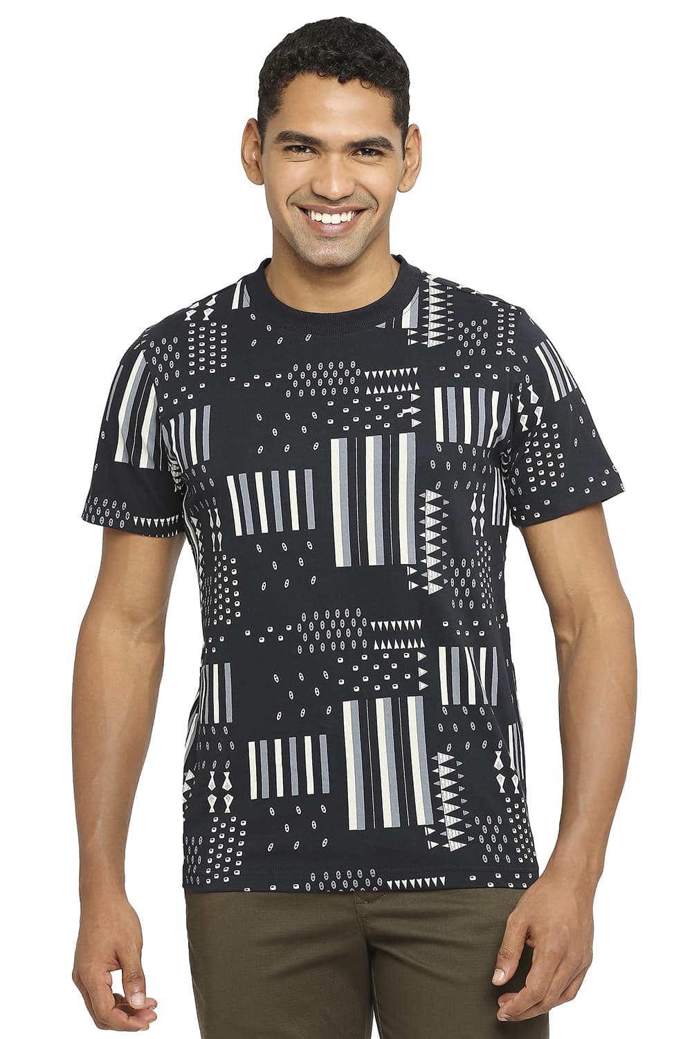 BASICS MUSCLE FIT PRINTED CREW T-SHIRT