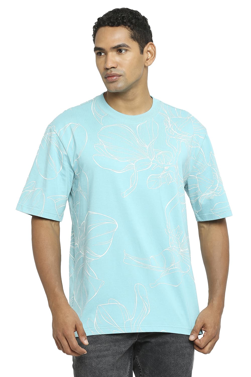 BASICS RELAXED FIT PRINTED CREW T-SHIRT