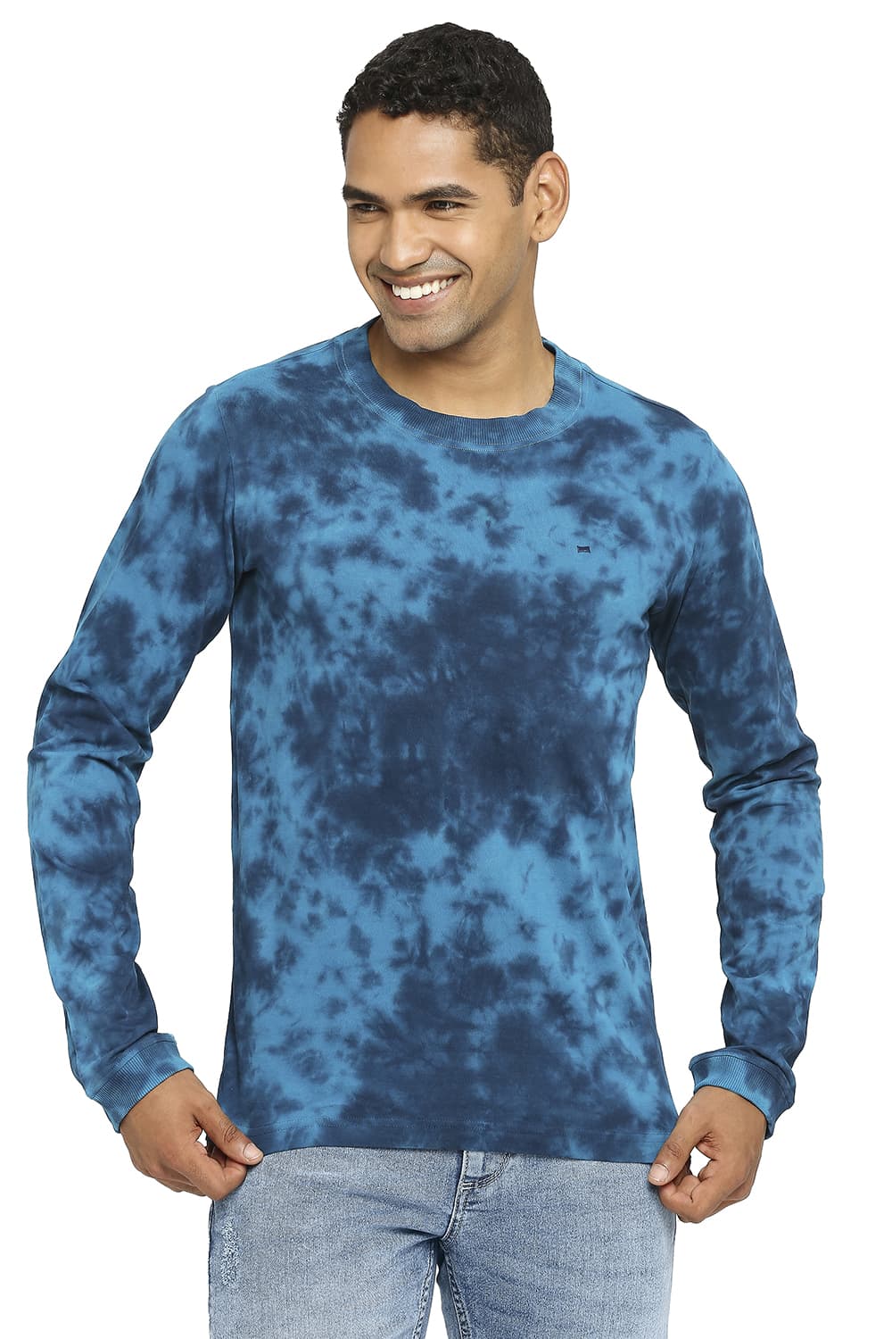 BASICS MUSCLE FIT TIE DYE CREW T-SHIRT
