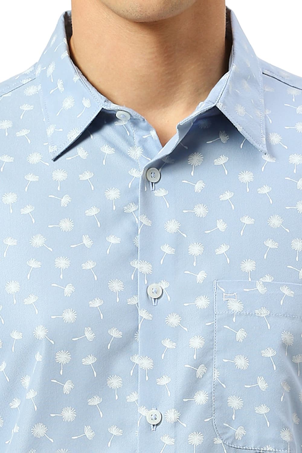 SLIM FIT COTTON POLYESTER CAVALRY TWILL PRINTED SHIRT