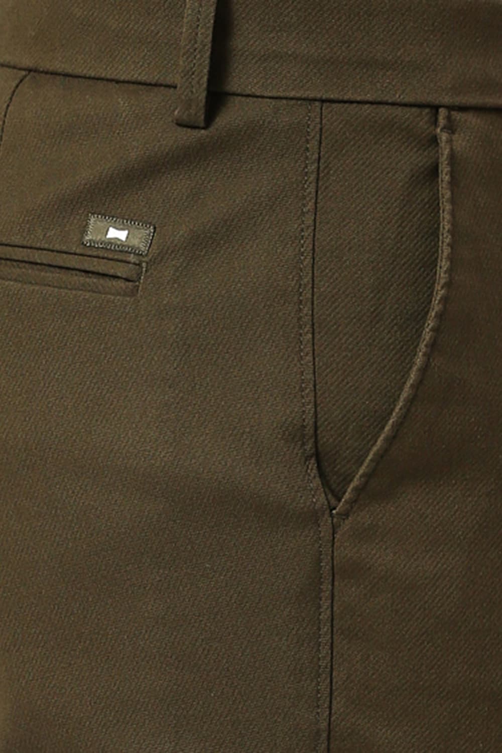TAPERED FIT COTTON STRETCH DOBBY TROUSERS
