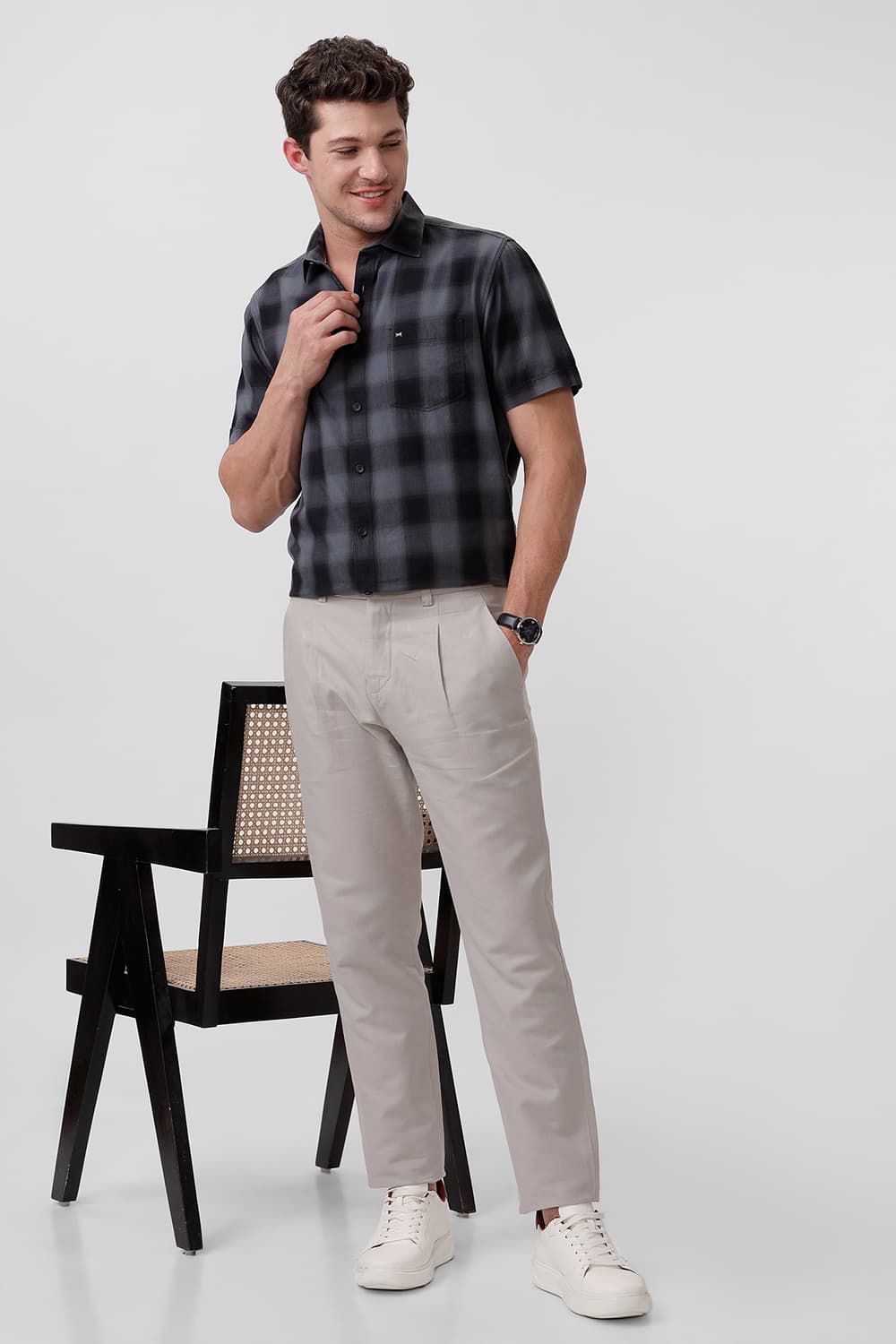 Tapered Fit Cotton Linen Twill Trousers