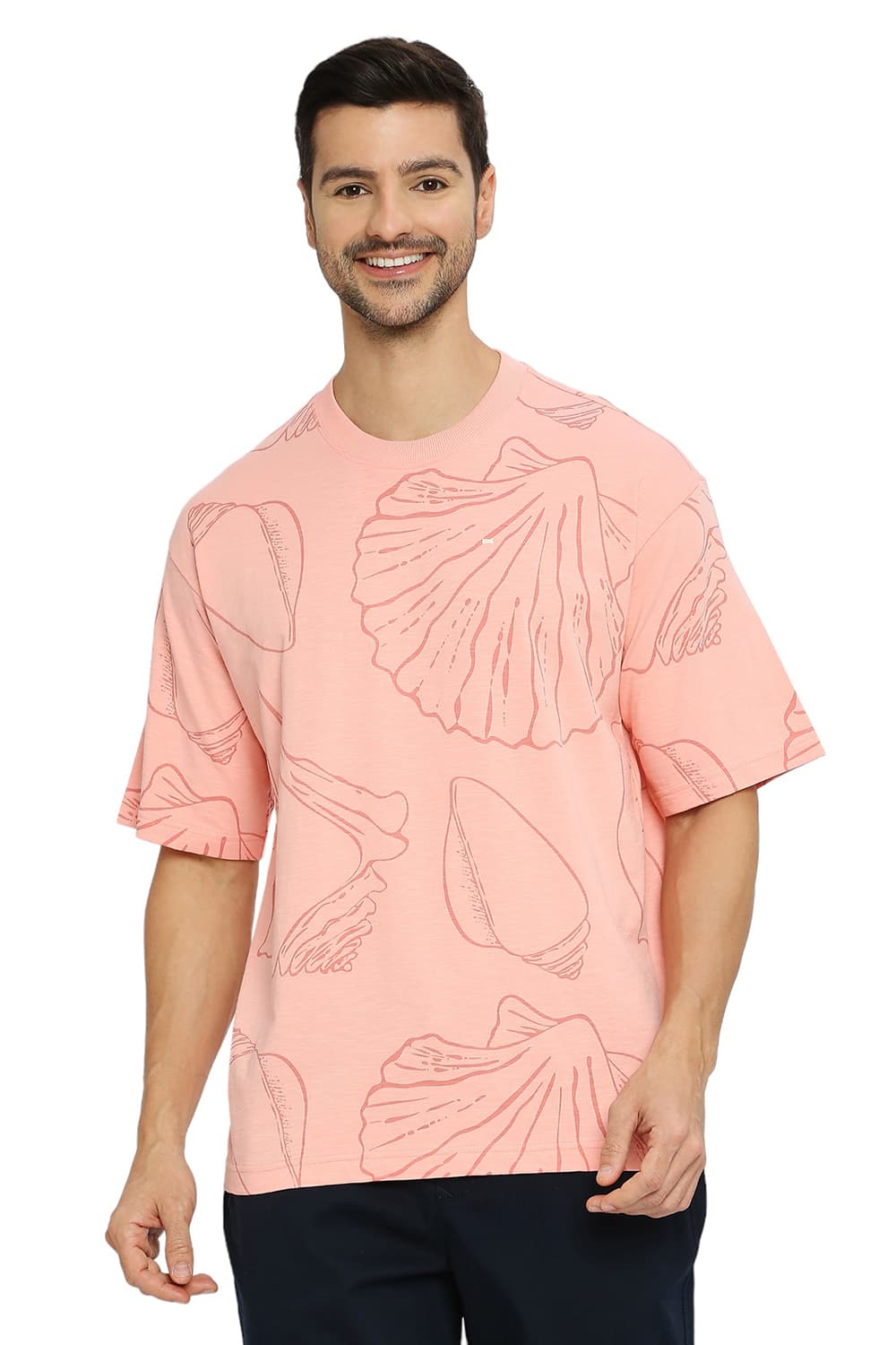 BASICS RELAXED FIT COTTON PRINTED CREW T-SHIRTS