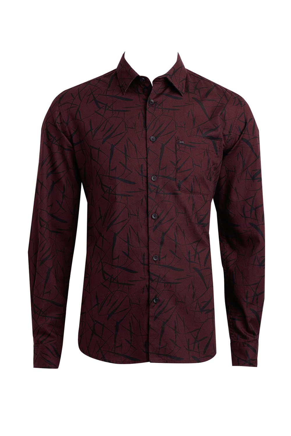 SLIM FIT COTTON CREPE PRINTED SHIRT