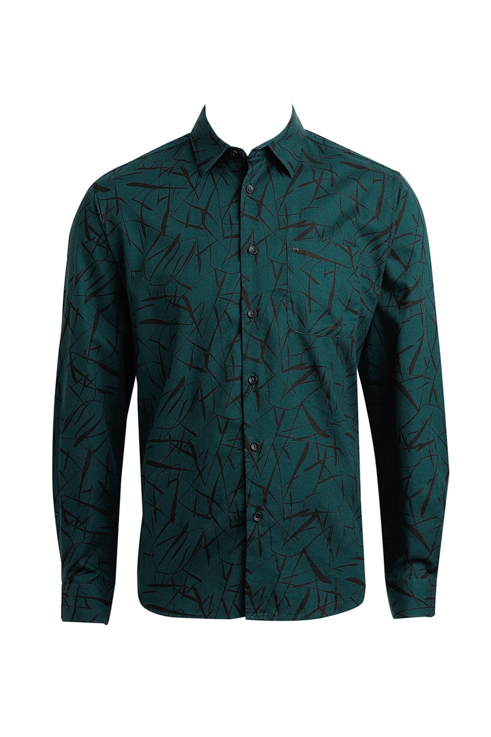 SLIM FIT COTTON CREPE PRINTED SHIRT