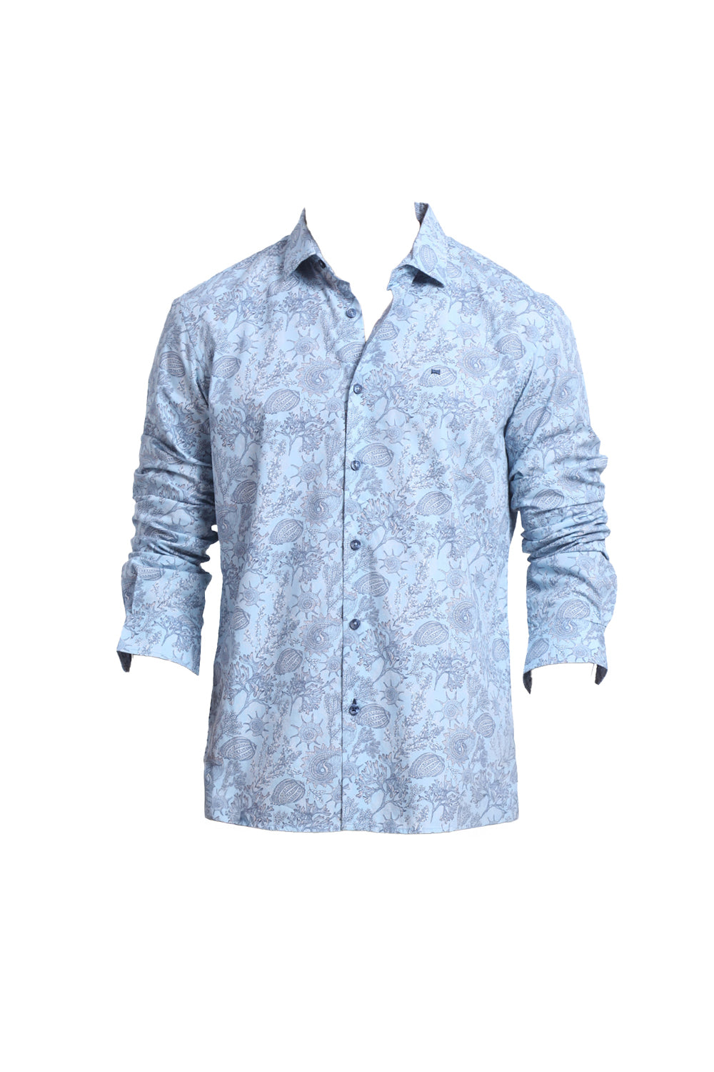 SLIM FIT COTTON POPLIN PRINTED SHIRT