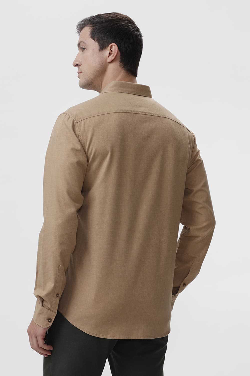 SLIM FIT PLOYESTER COTTON LYOCEL MELANGE SHIRT