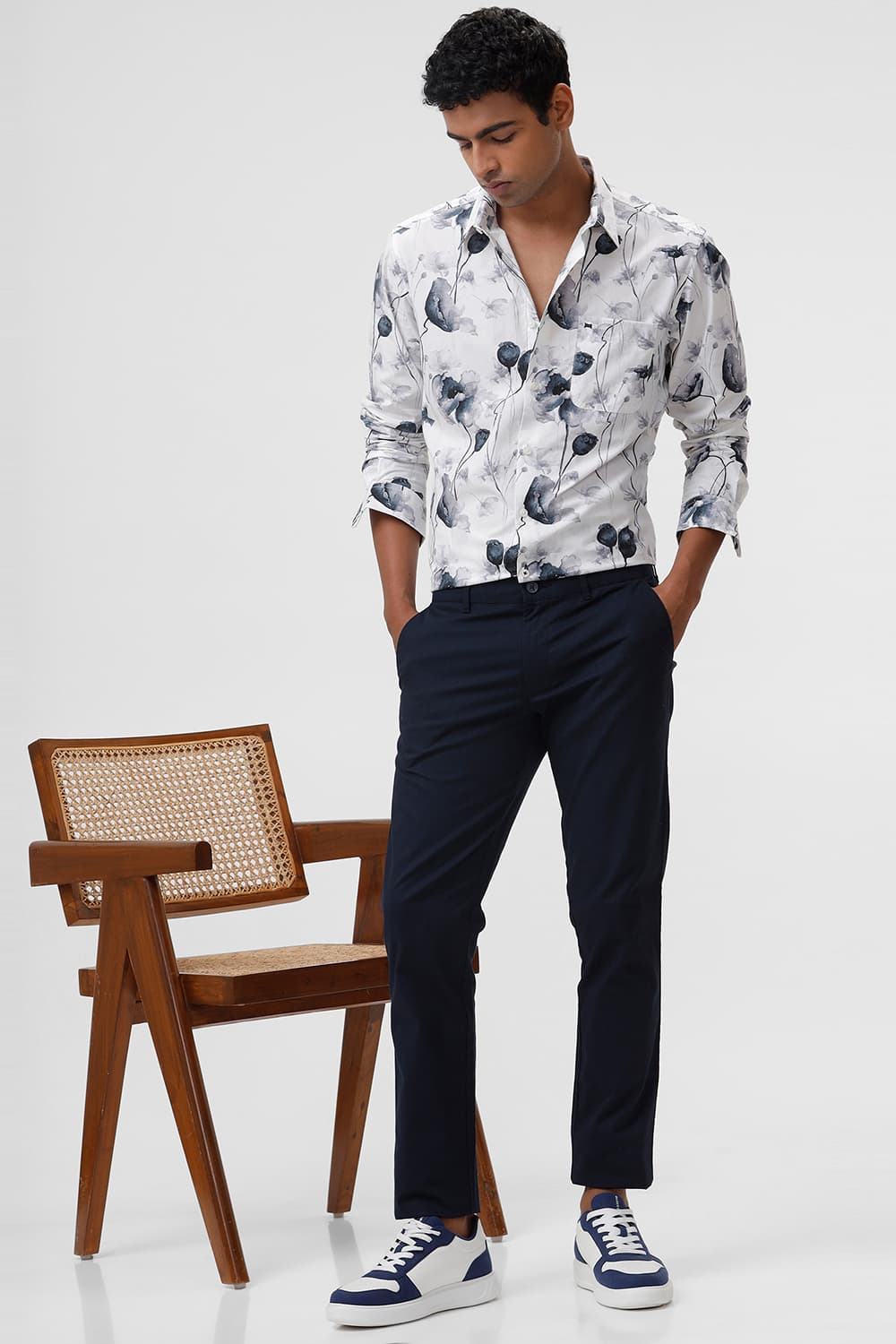 SLIM FIT COTTON VISCOSE DIGITAL PRINTED SHIRT