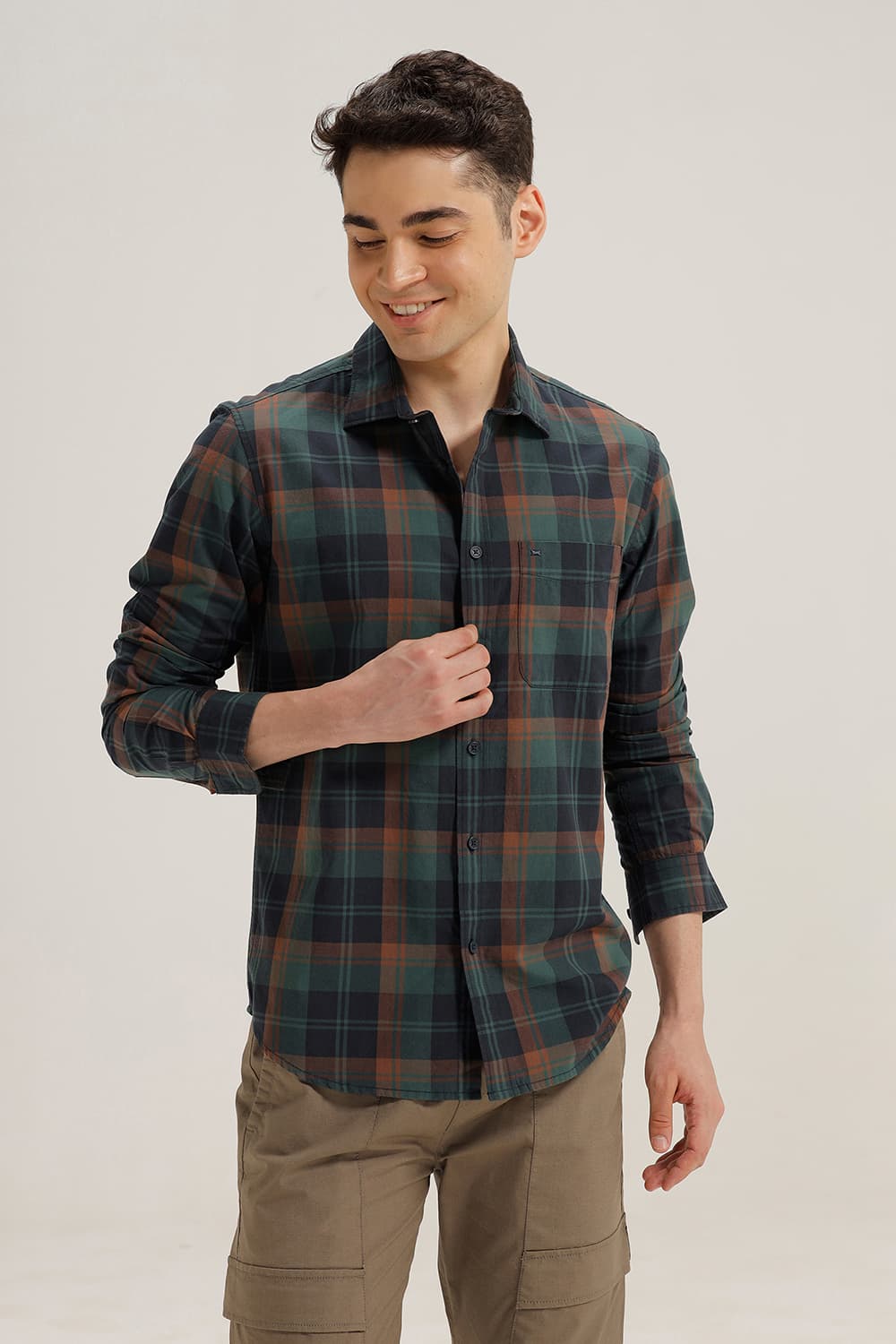 SLIM FIT COTTON CHECKS SHIRT