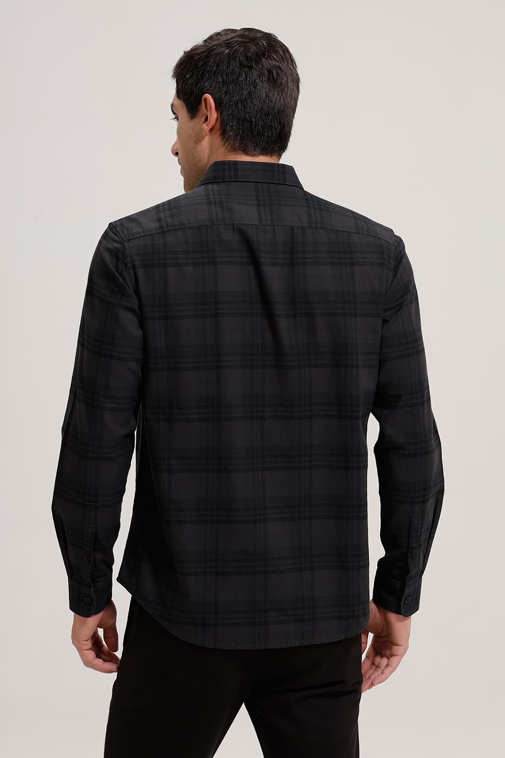 SLIM FIT COTTON HERRING BONE CHECKS SHIRT