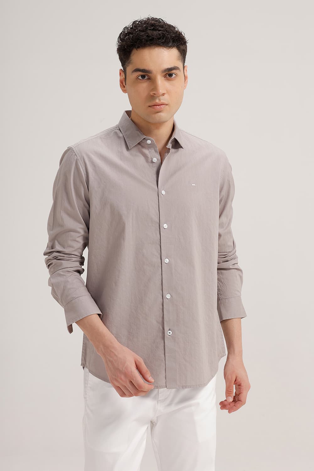 SLIM FIT COTTON DOBBY STRIPE SHIRT