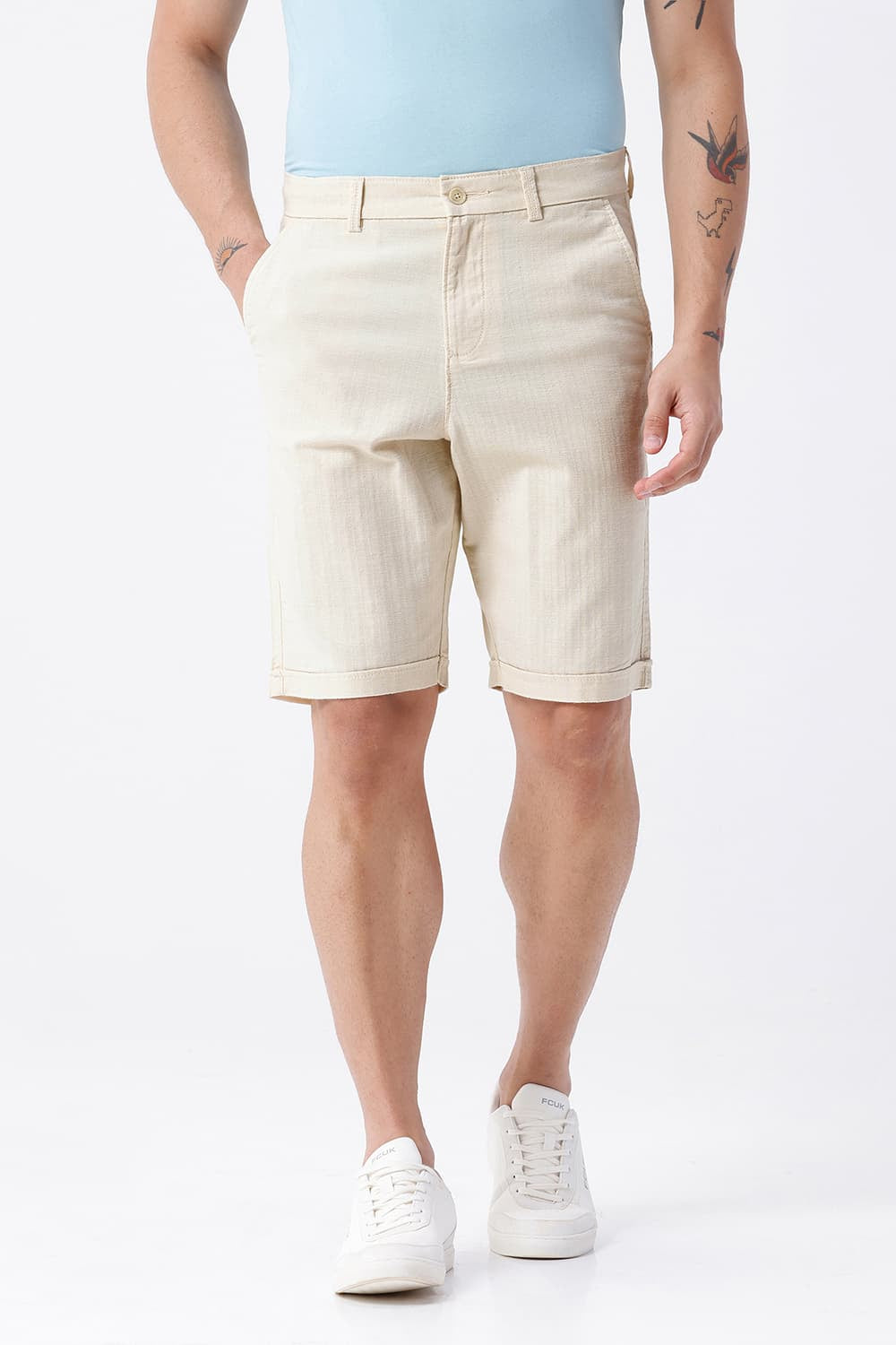 BASICS COMFORT FIT ANTIQUE BEIGE COTTON STRETCH DOLPHIN DOBBY SORTS