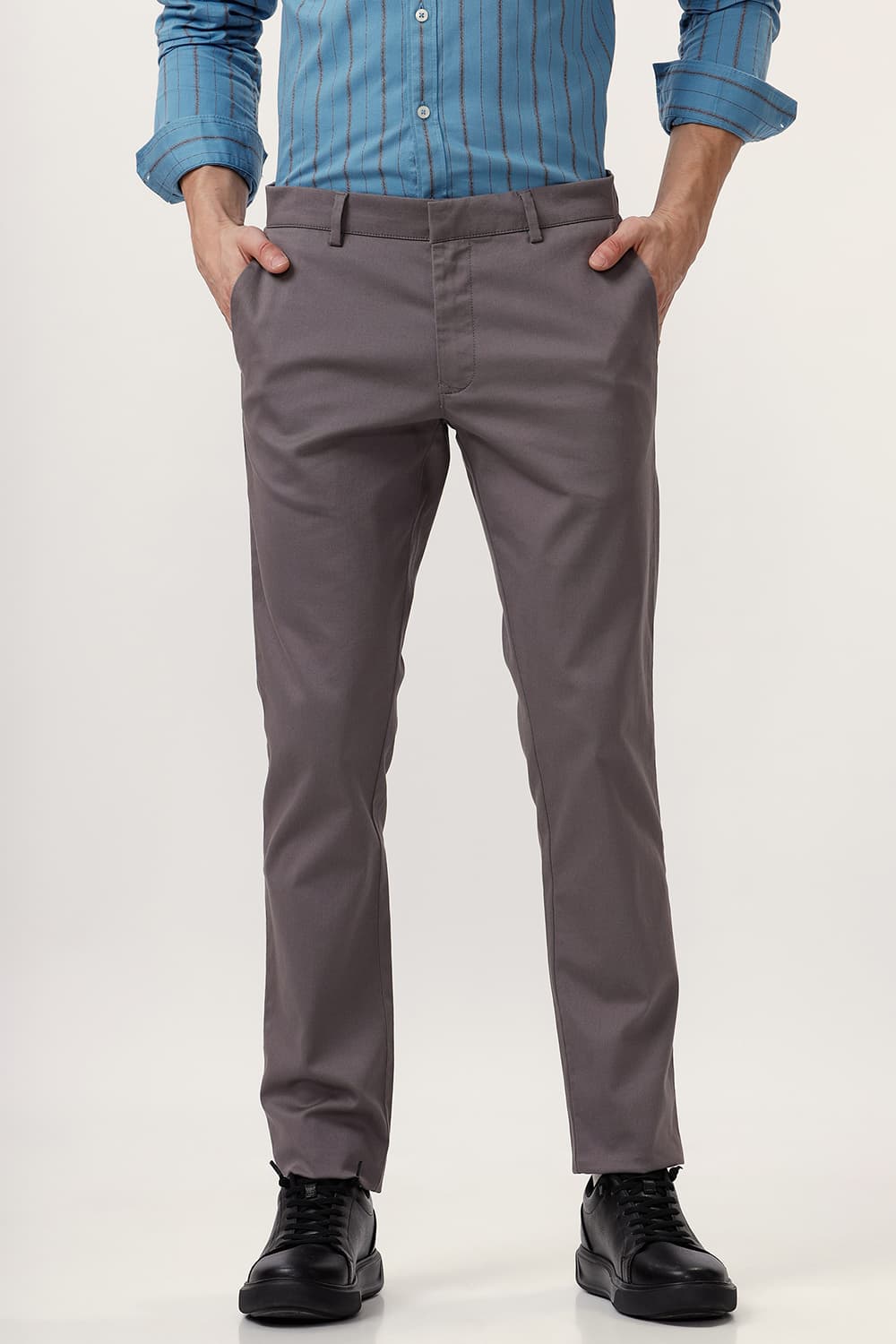 TAPERED FIT COTTON STRETCH DOBBY TROUSER