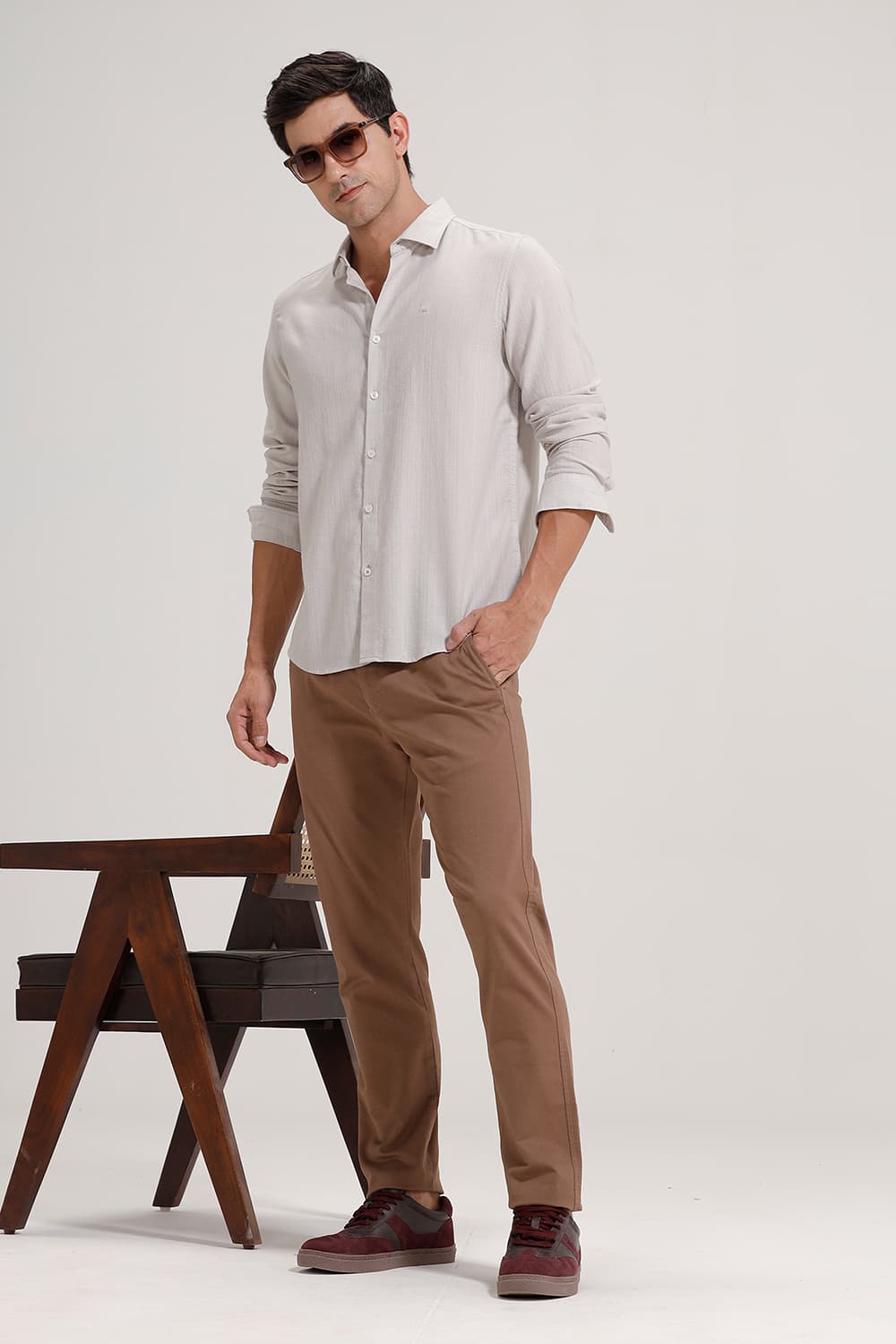 TAPERED FIT COTTON STRETCH TROUSER