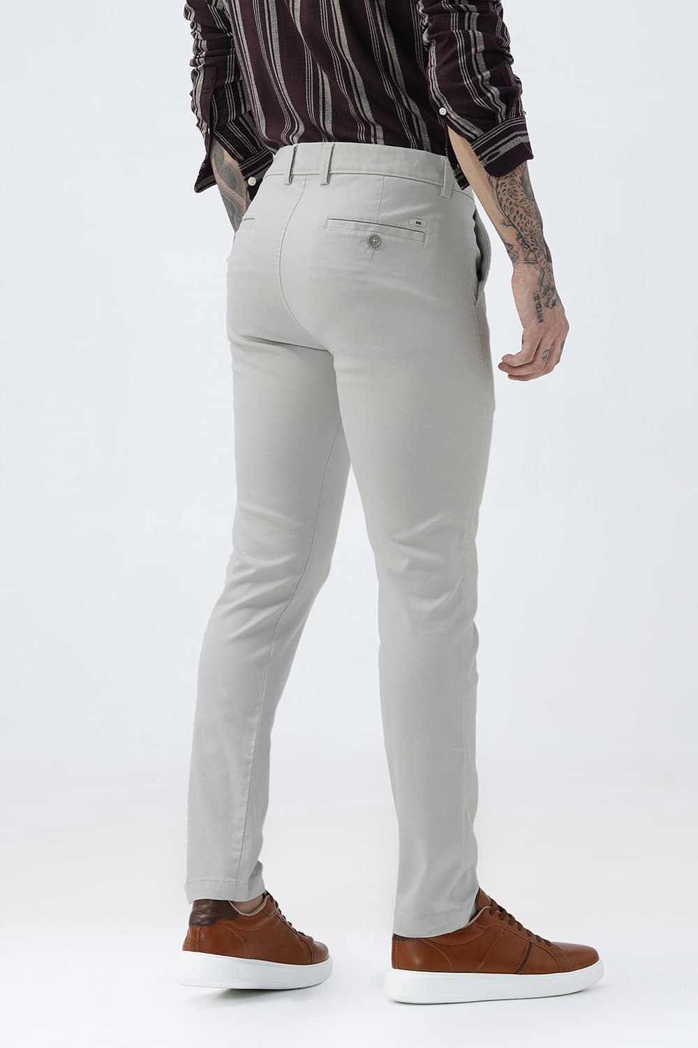 BASICS TAPERED FIT COTTON STRETCH STRUCTURE TROUSER