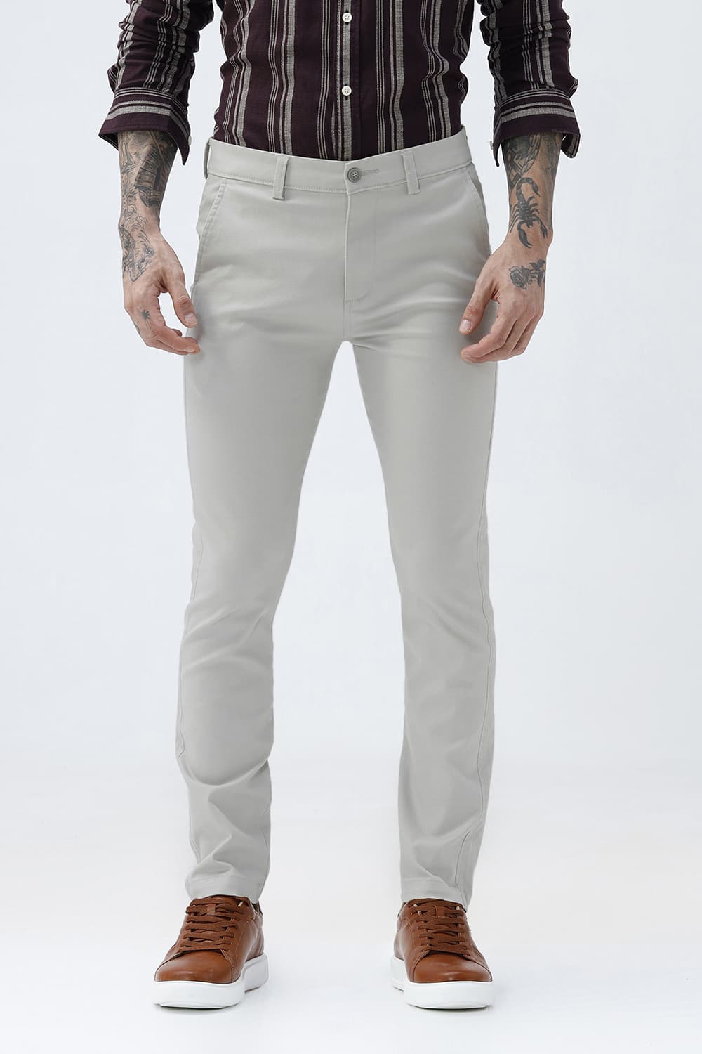 BASICS TAPERED FIT COTTON STRETCH STRUCTURE TROUSER