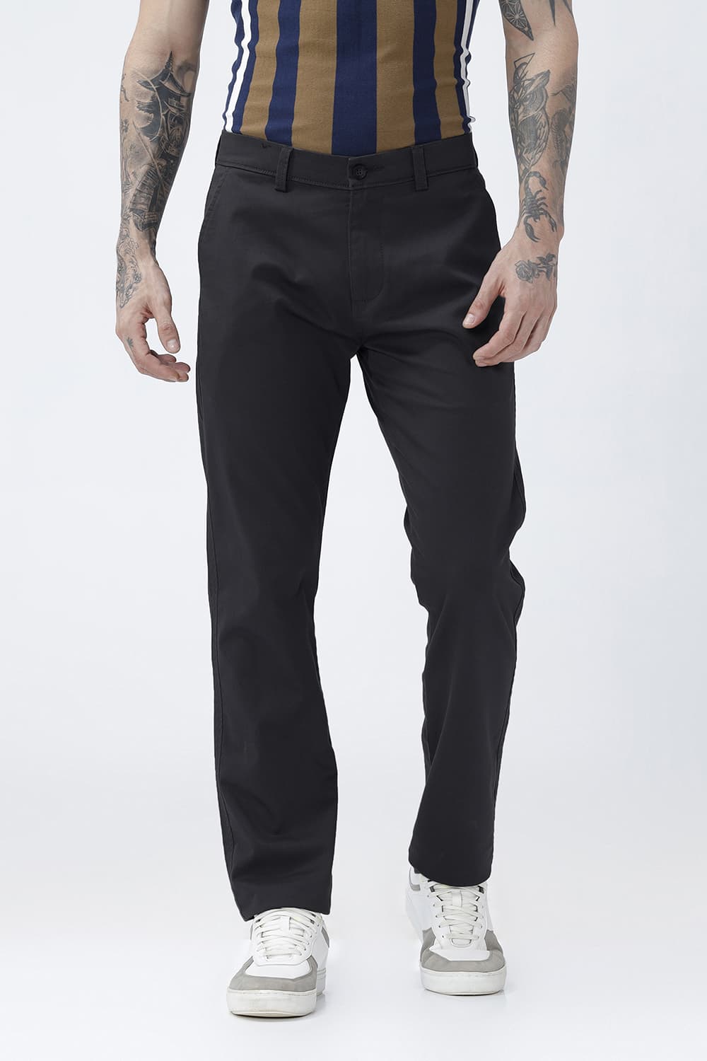BASICS TAPERED FIT COTTON STRETCH STRUCTURE TROUSER