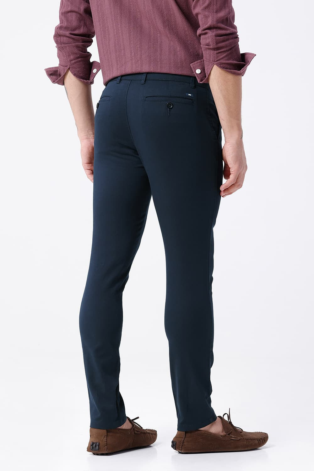 BASICS SKINNY FIT TOTAL ECLIPSE NAVY COTTON STRETCH STRUCTURE TROUSER