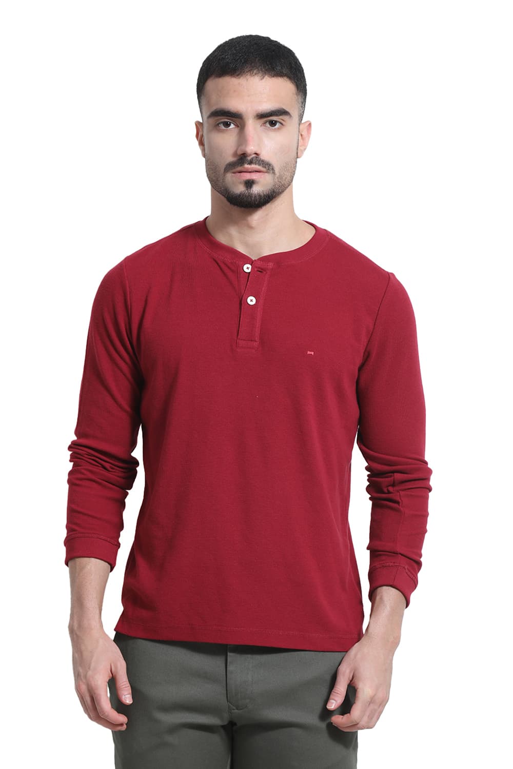 REGULAR FIT COTTON POLYESTER HENELY T-SHIRT