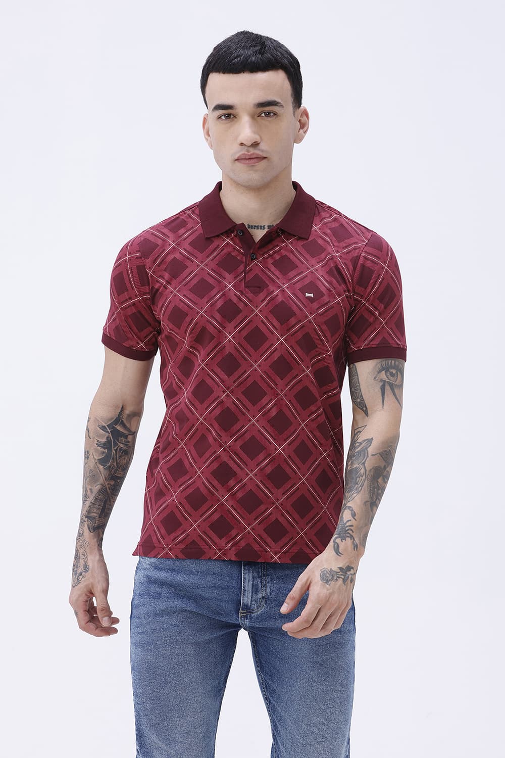 BASICS REGULAR FIT PORT ROYALE COTTON STRETCH POLO T-SHIRT