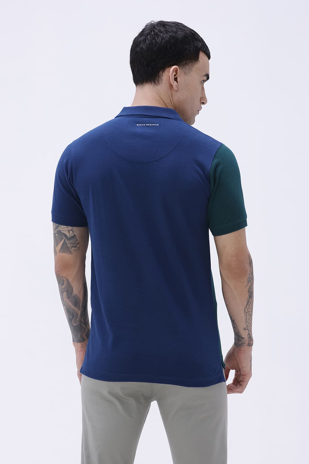 BASICS REGULAR FIT JUNE BUG COTTON POLO T-SHIRT
