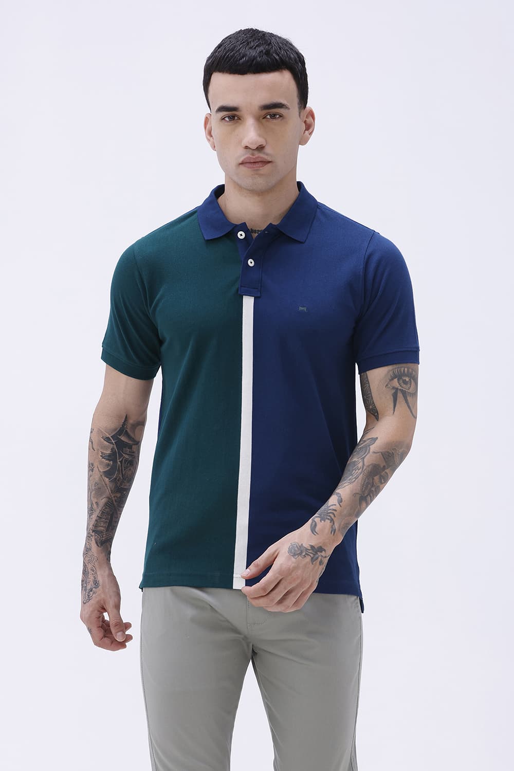 BASICS REGULAR FIT JUNE BUG COTTON POLO T-SHIRT