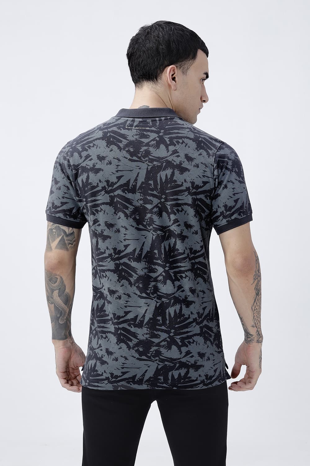 BASICS REGULAR FIT BLACK BEAUTY COTTON POLO T-SHIRT