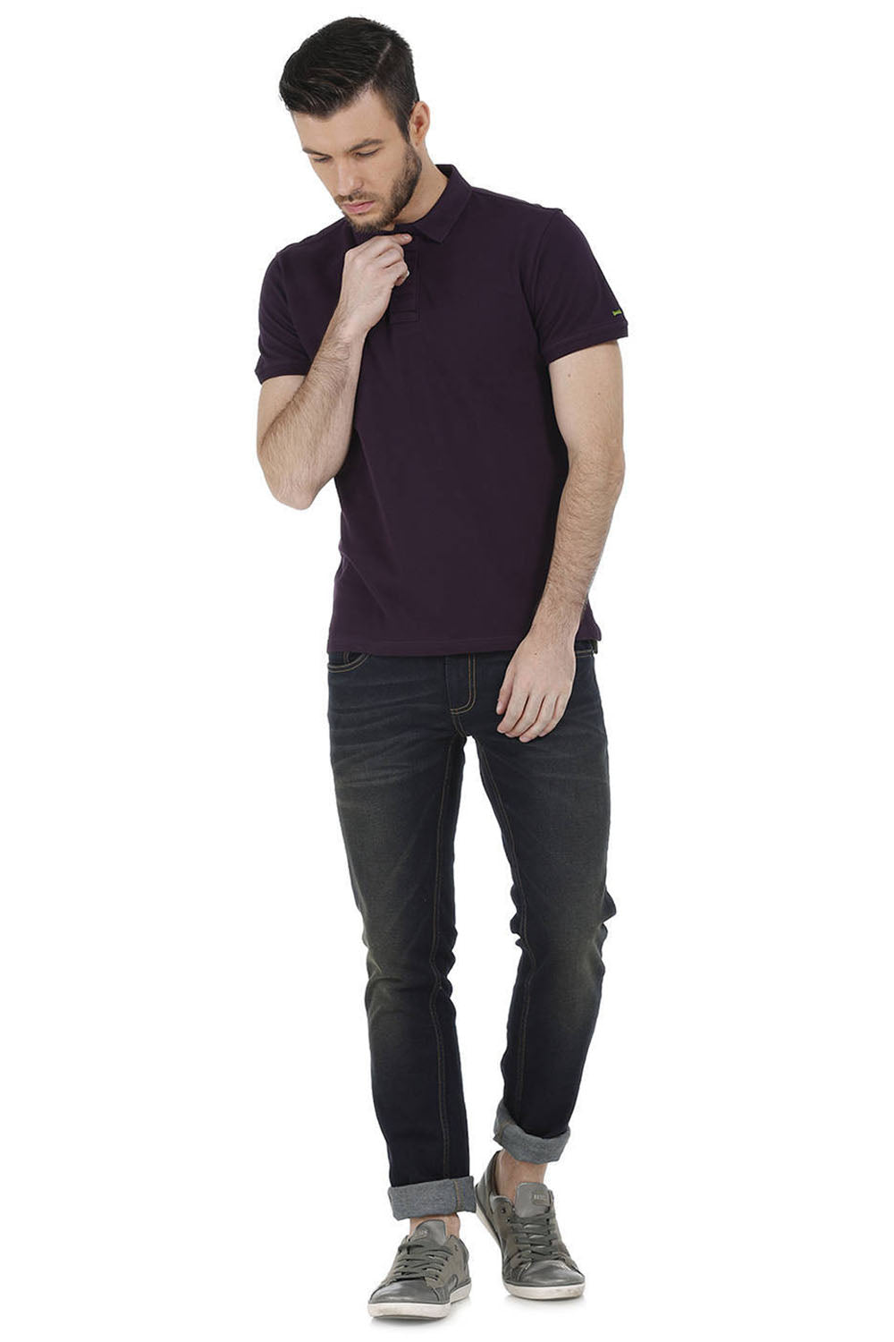 BASICS CASUAL PLAIN COTTON MUSCLE T.SHIRT