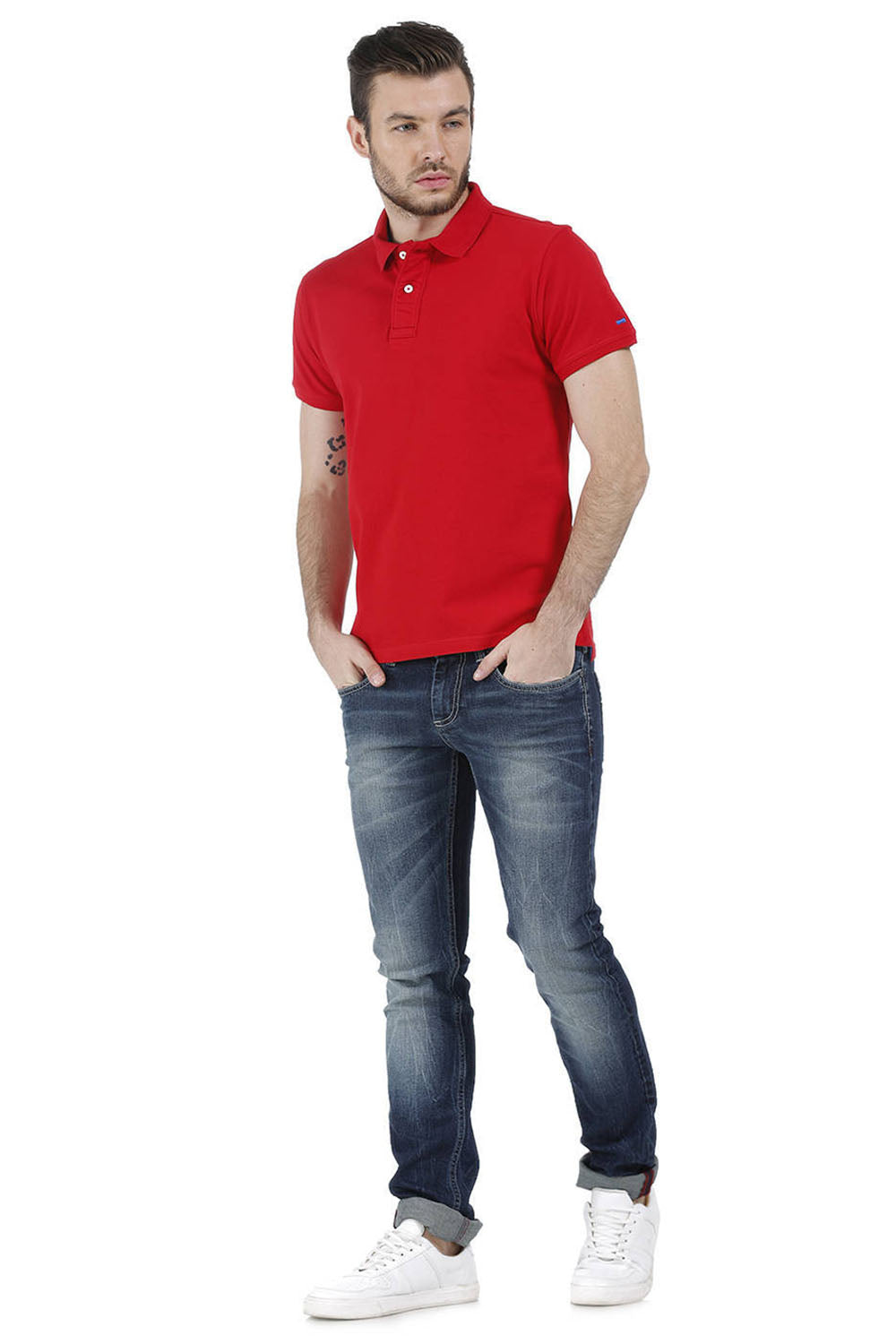 BASICS CASUAL PLAIN COTTON MUSCLE T.SHIRT