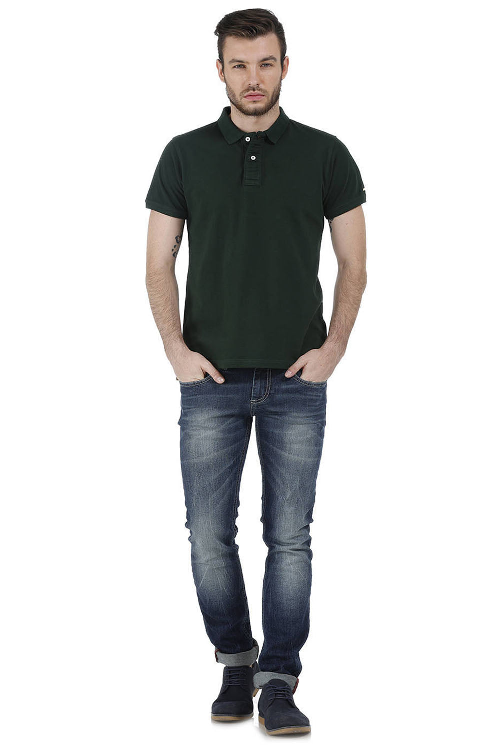 BASICS CASUAL PLAIN COTTON MUSCLE T.SHIRT