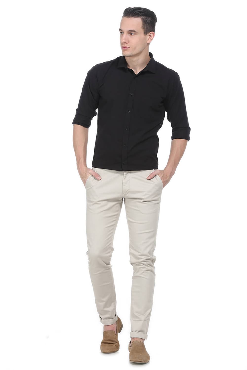 BASICS SLIM FIT DOBBY SHIRT