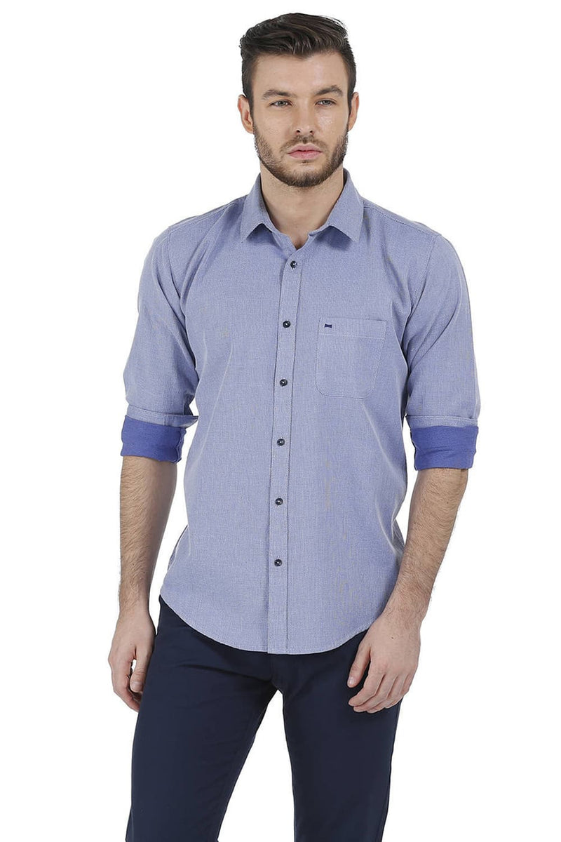 BASICS SLIM FIT DOBBY SHIRT