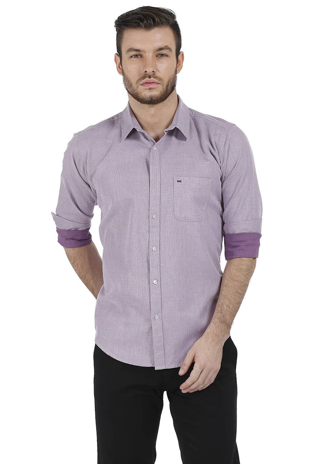 BASICS SLIM FIT DOBBY SHIRT