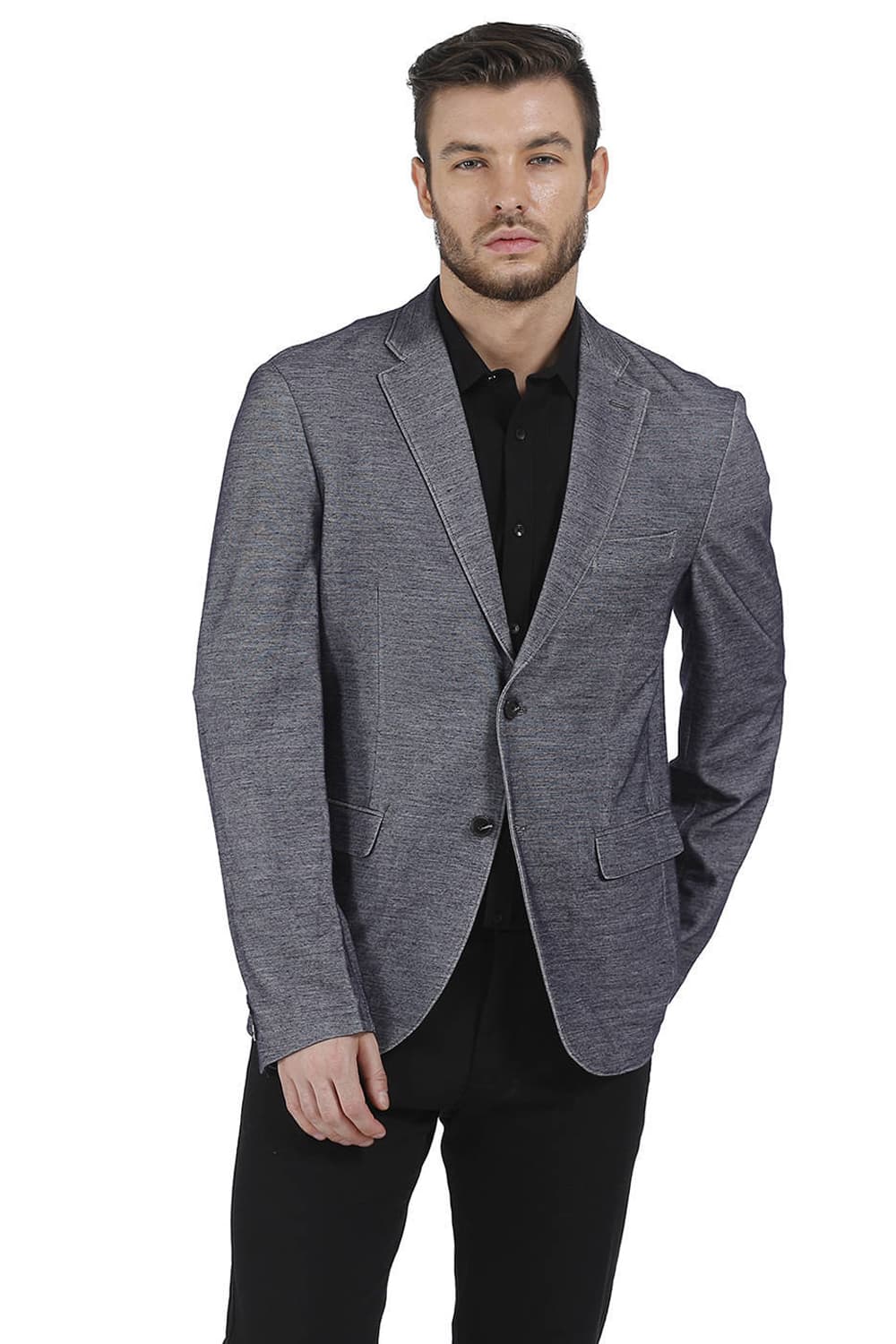 BASICS COMFORT FIT 2 BUTTON KNIT BLAZER