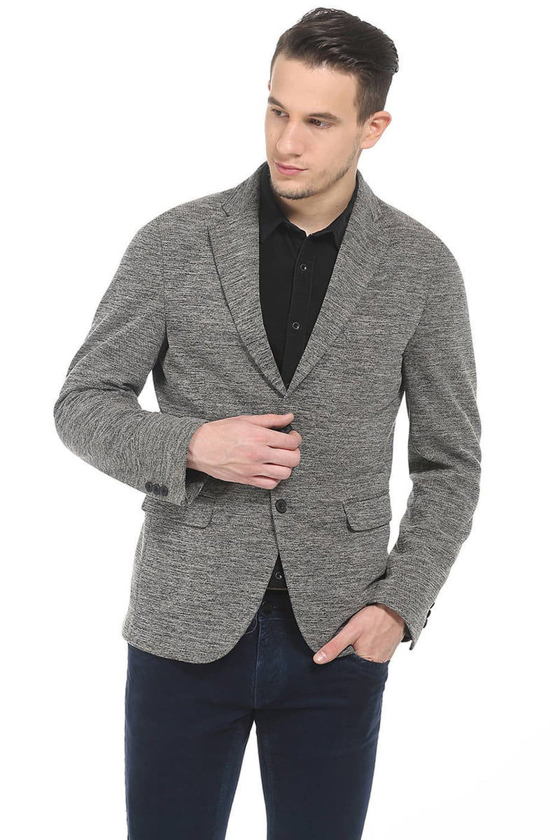 BASICS COMFORT FIT 2 BUTTON KNIT BLAZER