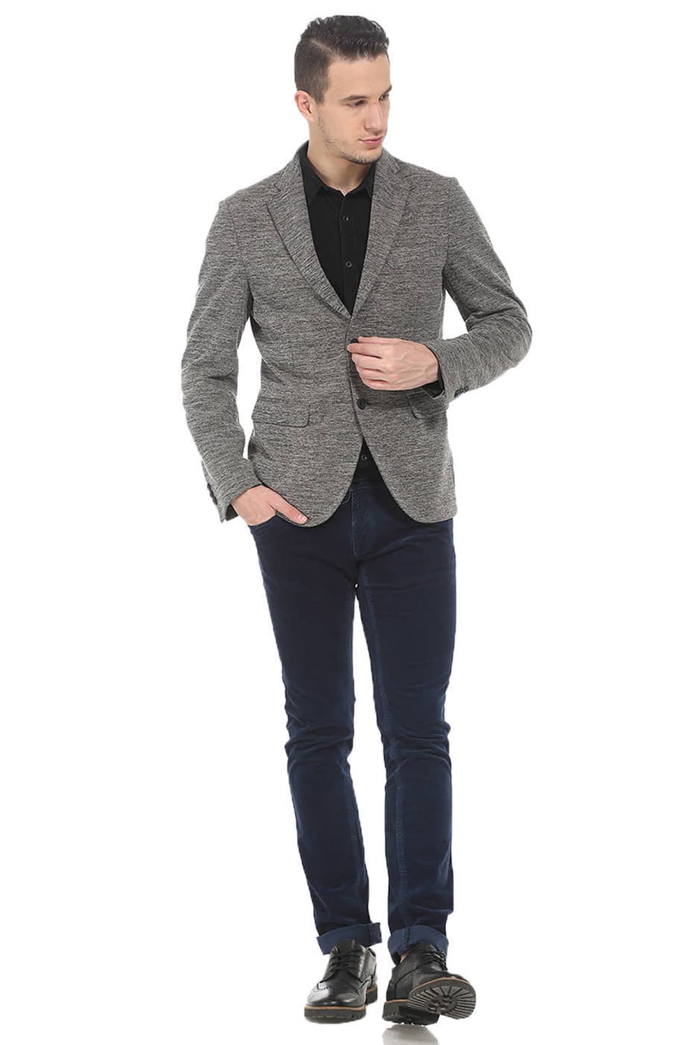 BASICS COMFORT FIT 2 BUTTON KNIT BLAZER