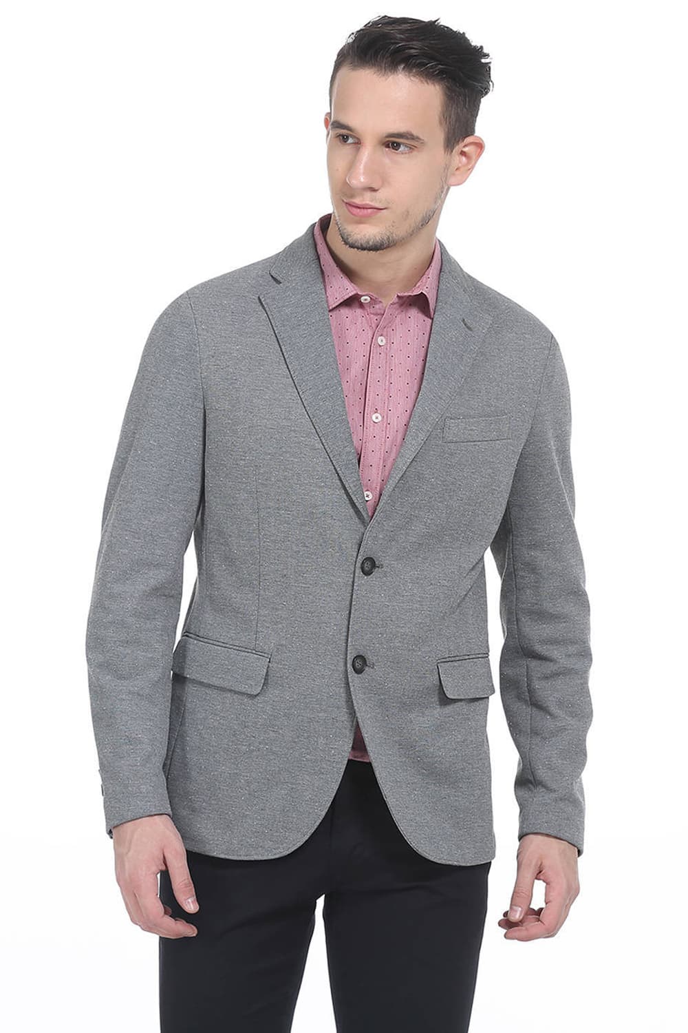 BASICS COMFORT FIT 2 BUTTON KNIT BLAZER