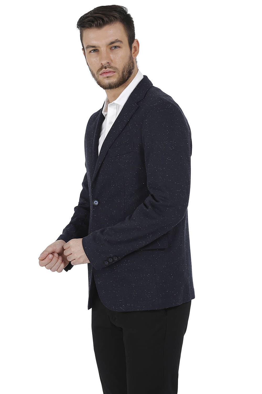 BASICS COMFORT FIT 2 BUTTON KNIT BLAZER