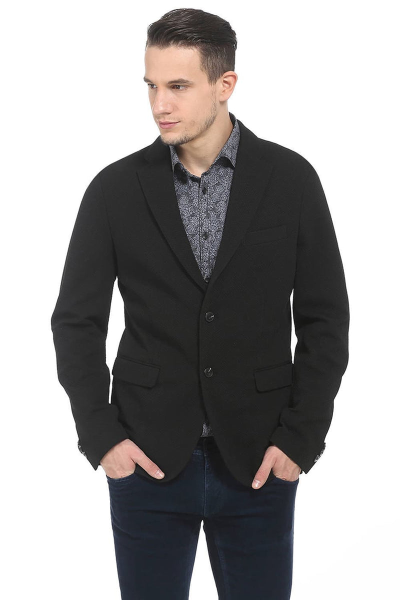 BASICS COMFORT FIT 2 BUTTON KNIT BLAZER