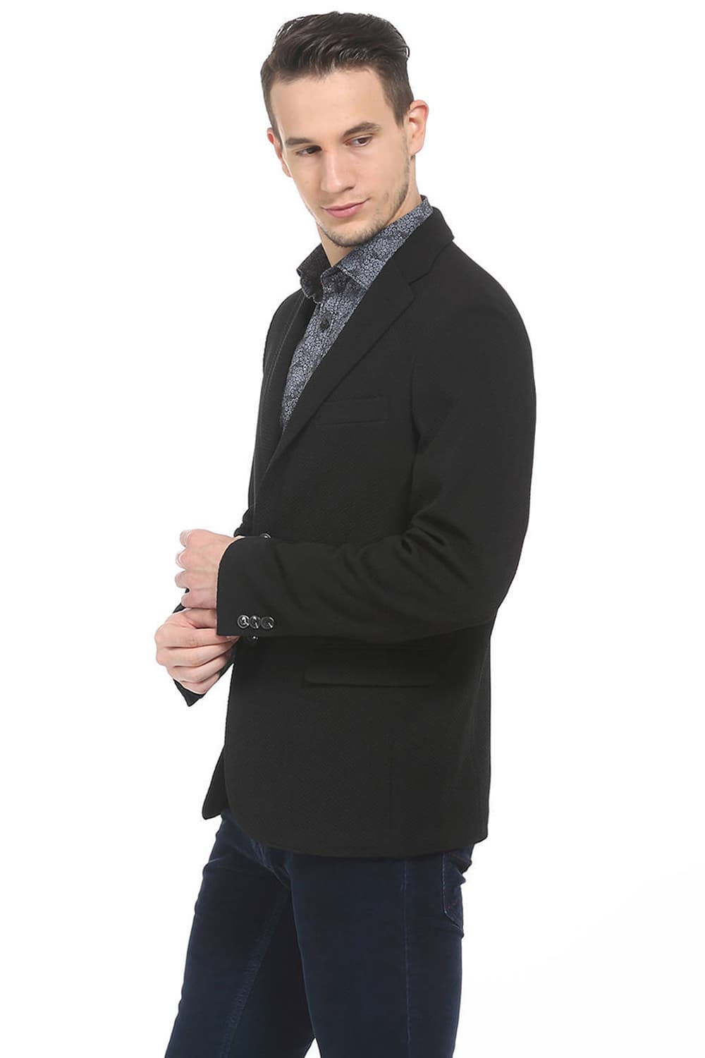 BASICS COMFORT FIT 2 BUTTON KNIT BLAZER