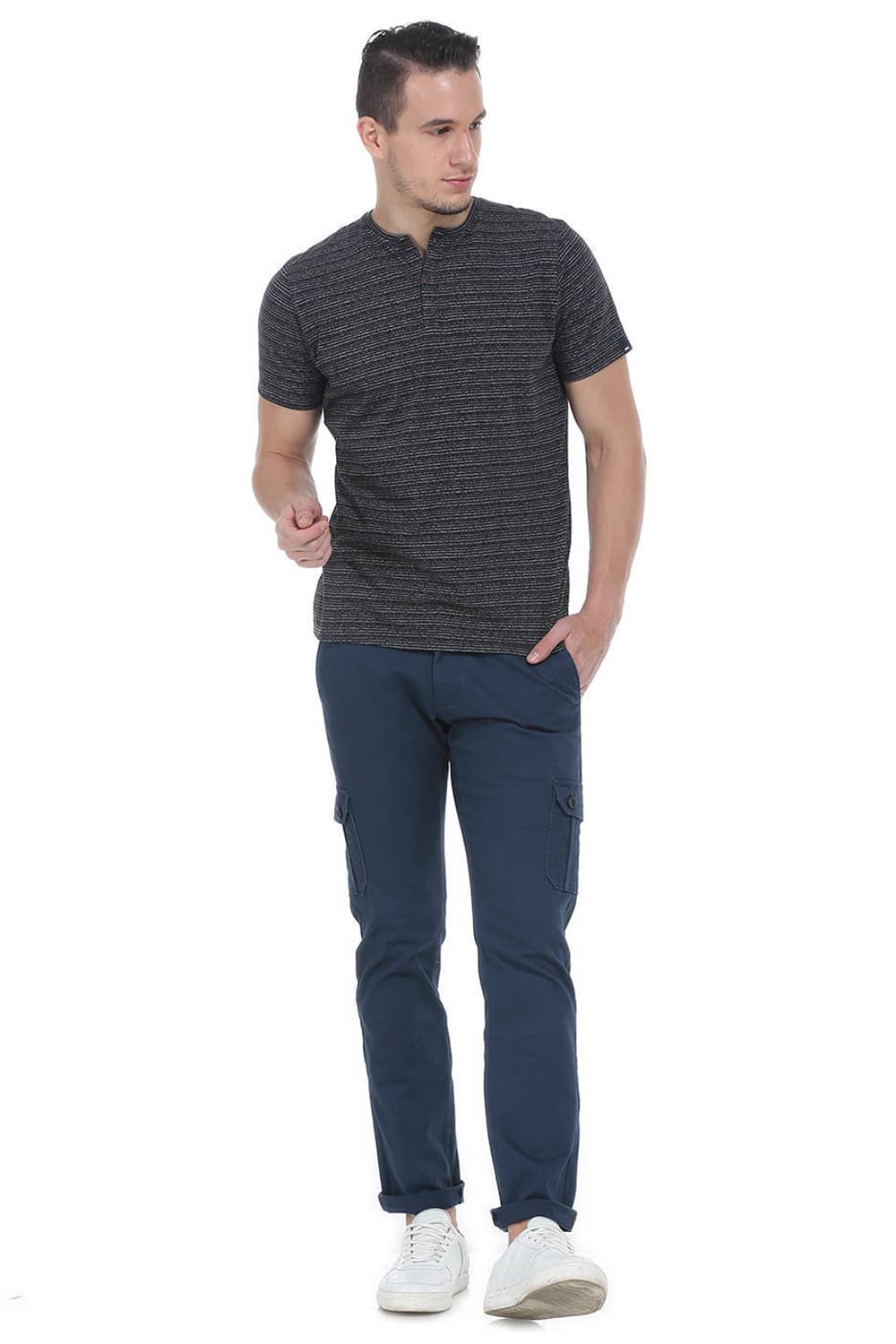 BASICS TAPERED FIT CARGO STRUCTURE TROUSER