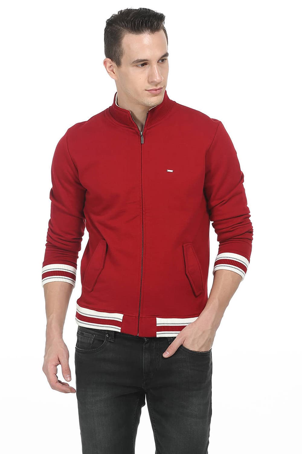 BASICS MUSCLE FIT HIGH NECK KNIT JACKET