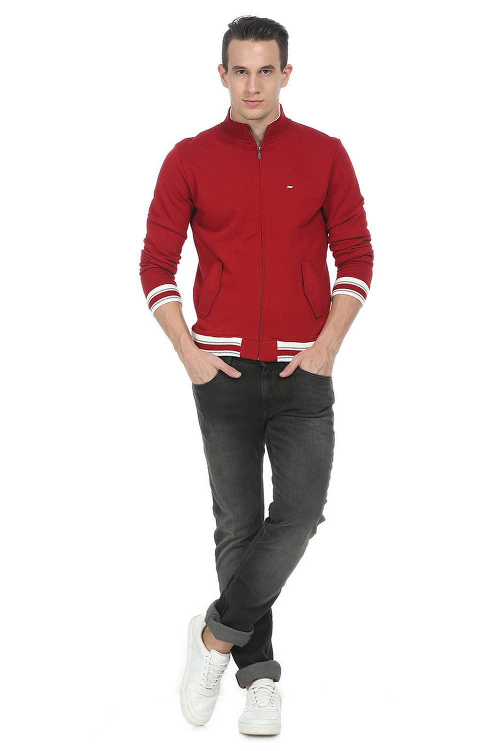 BASICS MUSCLE FIT HIGH NECK KNIT JACKET