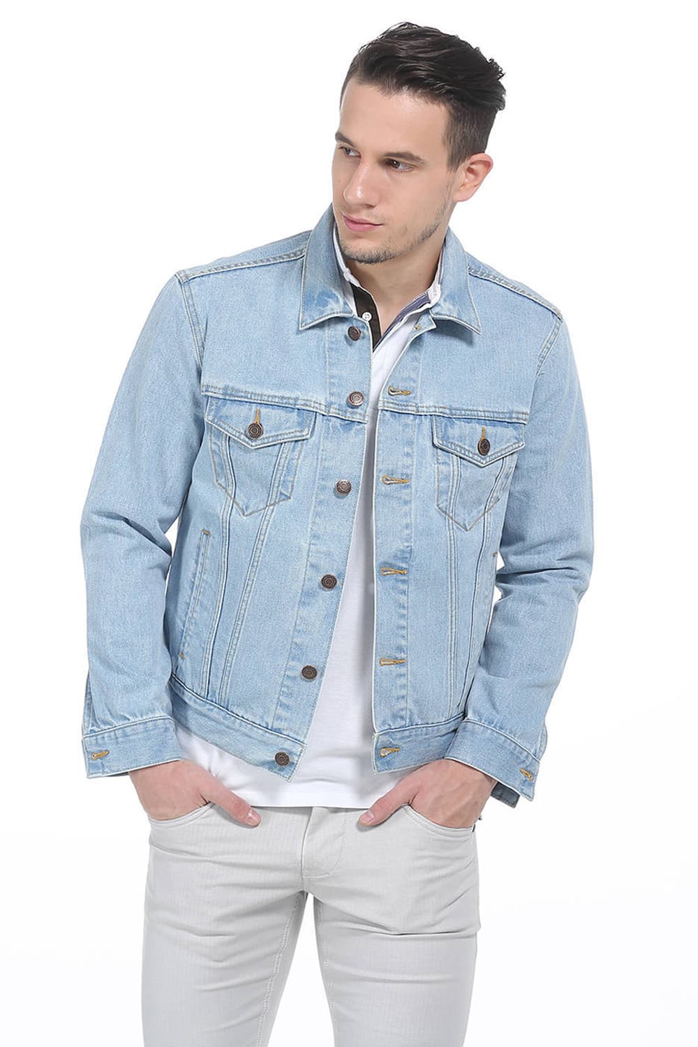 BASICS SLIM FIT DENIM FULL SLEEVE JACKET