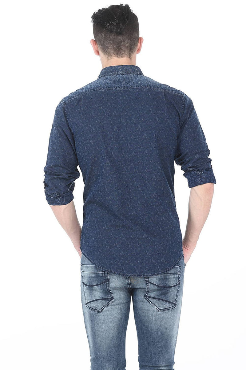 BASICS SLIM FIT WEFT PRINTED SHIRT